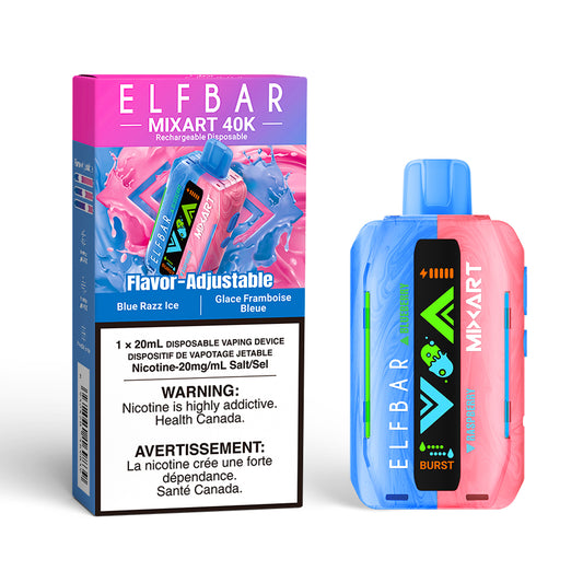 Elfbar Mixart 40k Blue Razz Ice disposable vape at Elf-bar.ca in Canada
