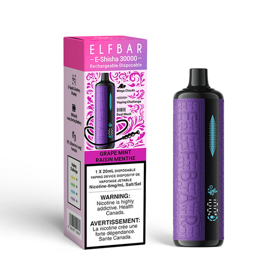 Elfbar E-Shisha Grape Mint – Disposable Vape | Shop at Elf-bar.ca | Price start from $25 | Same day delivery in GTA.