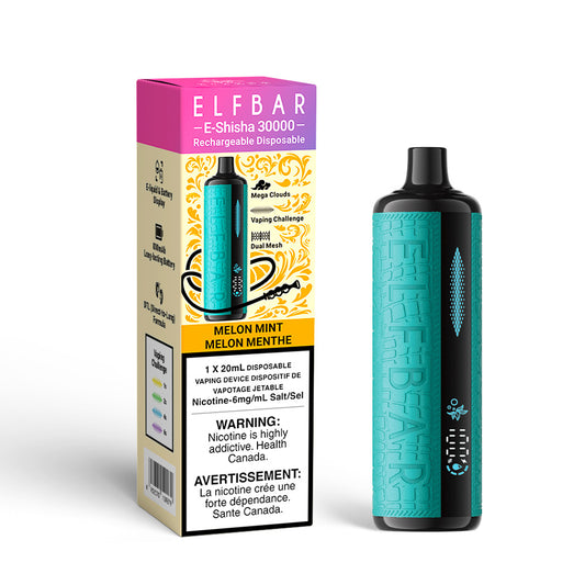 Elfbar E-Shisha Melon Mint – Sweet Melon and Cool Mint, 30,000 Puff | Available at Elf-bar.ca Price start from $25.